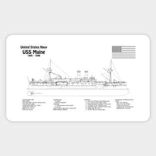 USS Maine battleship cruiser ACR-1 - BDpng Sticker